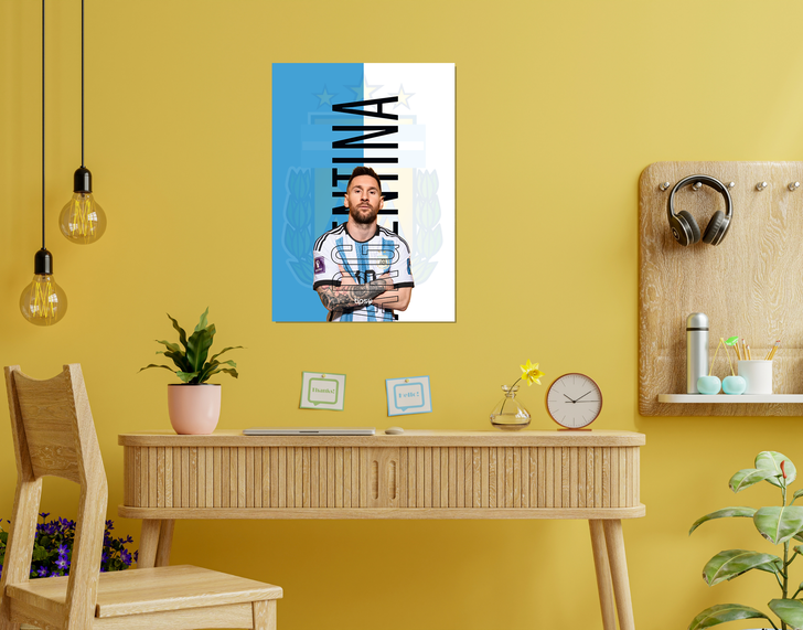 "ARGENTINA - MESSI" -Shiny & Sturdy Metallic Poster Art That Pops & Sticks