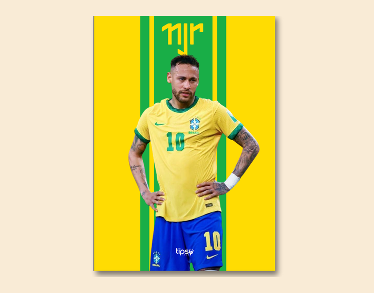 "NJR - NEYMAR BRAZIL" -Shiny & Sturdy Metallic Poster Art That Pops & Sticks