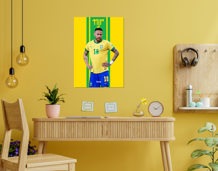 "NJR - NEYMAR BRAZIL" -Shiny & Sturdy Metallic Poster Art That Pops & Sticks