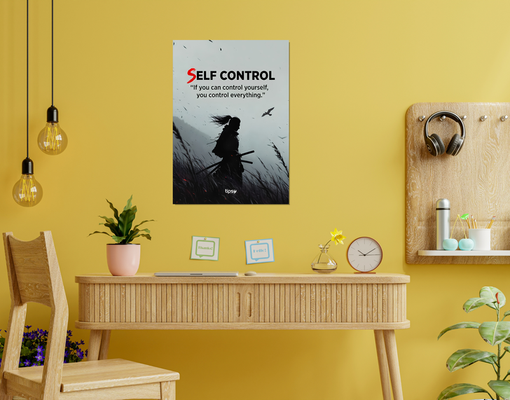 "BUILD SELF CONTROL" -Shiny & Sturdy Metallic Poster Art That Pops & Sticks