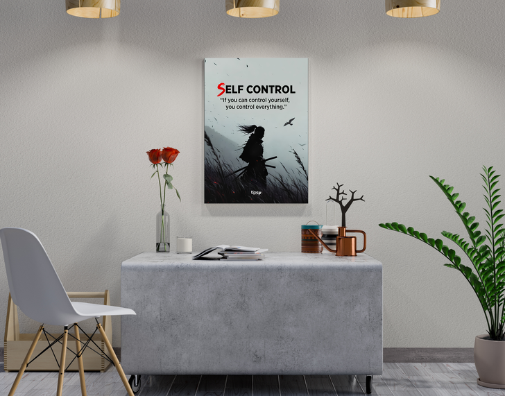 "BUILD SELF CONTROL" -Shiny & Sturdy Metallic Poster Art That Pops & Sticks