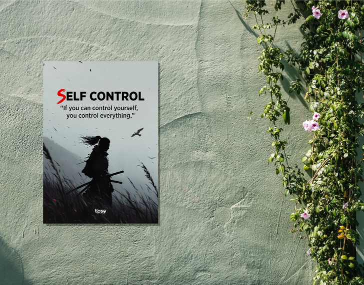 "BUILD SELF CONTROL" -Shiny & Sturdy Metallic Poster Art That Pops & Sticks