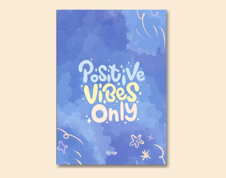 "POSITIVE VIBES ONLY" -Shiny & Sturdy Metallic Poster Art That Pops & Sticks