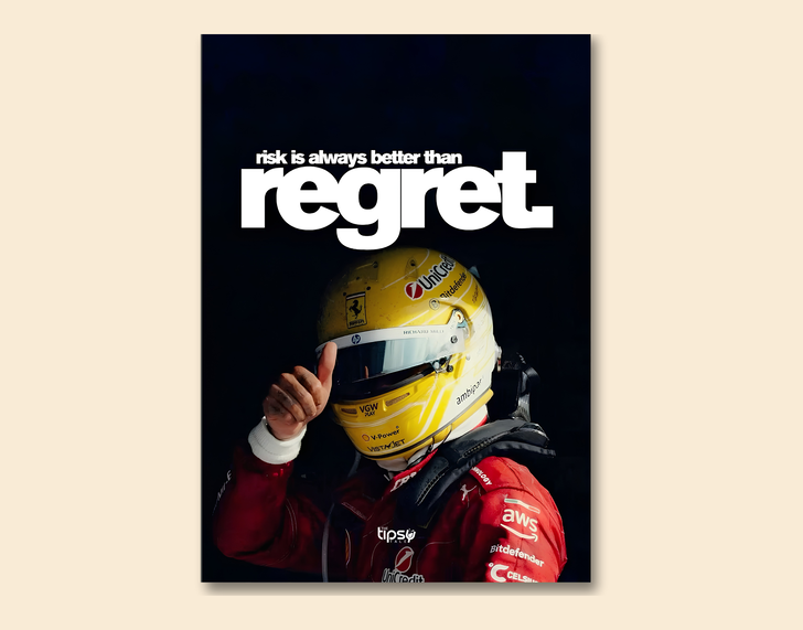"RISK IS BETTER THAN REGRET" -Shiny & Sturdy Metallic Poster Art That Pops & Sticks