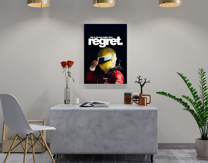 "RISK IS BETTER THAN REGRET" -Shiny & Sturdy Metallic Poster Art That Pops & Sticks