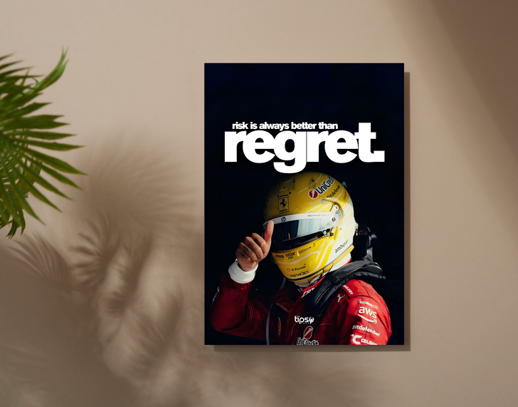 "RISK IS BETTER THAN REGRET" -Shiny & Sturdy Metallic Poster Art That Pops & Sticks