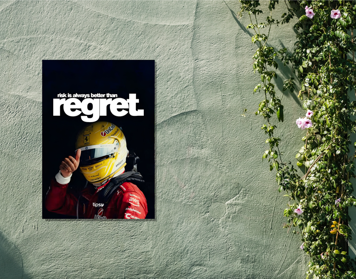 "RISK IS BETTER THAN REGRET" -Shiny & Sturdy Metallic Poster Art That Pops & Sticks