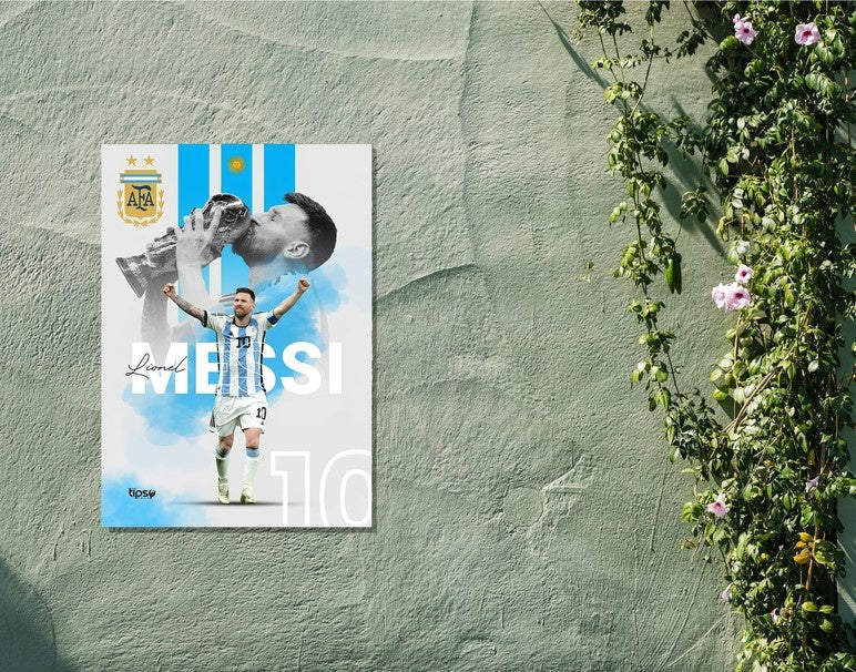"MESSI - THE OG GOAT" -Shiny & Sturdy Metallic Poster Art That Pops & Sticks