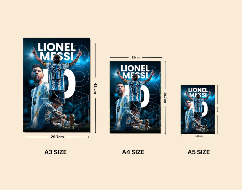 "OG MESSI ART WORK" -Shiny & Sturdy Metallic Poster Art That Pops & Sticks