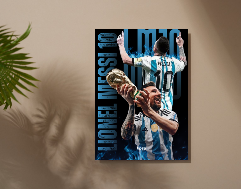 "MESSI ON FIRE" -Shiny & Sturdy Metallic Poster Art That Pops & Sticks