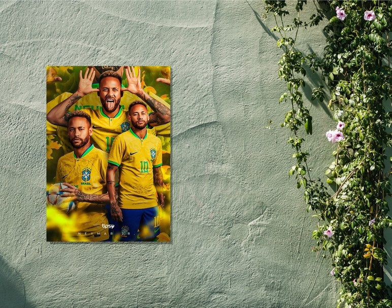 "NEYMAR - BRAZIL'S PRINCE" -Shiny & Sturdy Metallic Poster Art That Pops & Sticks