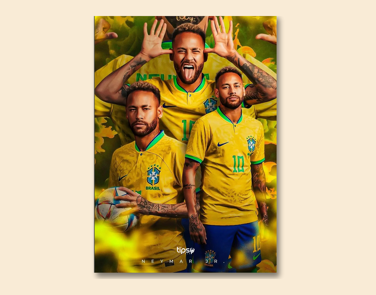 "NEYMAR - BRAZIL'S PRINCE" -Shiny & Sturdy Metallic Poster Art That Pops & Sticks