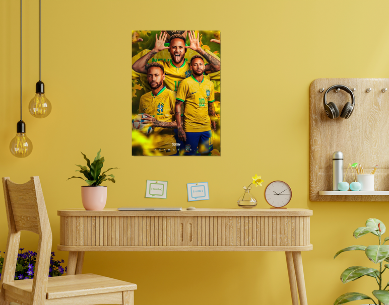 "NEYMAR - BRAZIL'S PRINCE" -Shiny & Sturdy Metallic Poster Art That Pops & Sticks