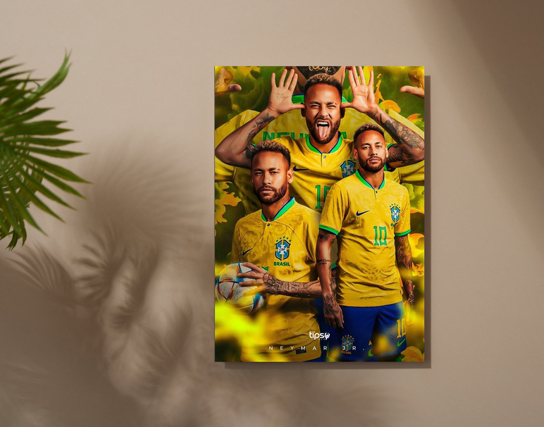 "NEYMAR - BRAZIL'S PRINCE" -Shiny & Sturdy Metallic Poster Art That Pops & Sticks