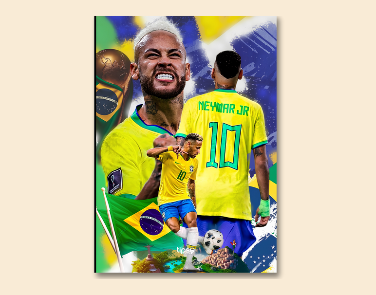 "NEYMAR JR FROM BRAZIL" -Shiny & Sturdy Metallic Poster Art That Pops & Sticks