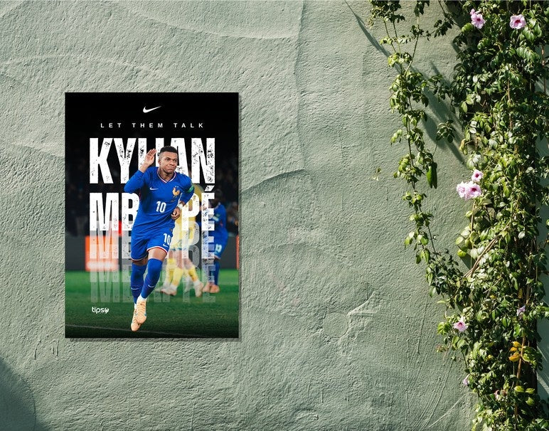 "LET THEM TALK - MBAPPE" -Shiny & Sturdy Metallic Poster Art That Pops & Sticks