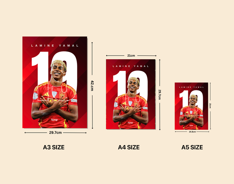 "LAMINE YAMAL - 19" -Shiny & Sturdy Metallic Poster Art That Pops & Sticks