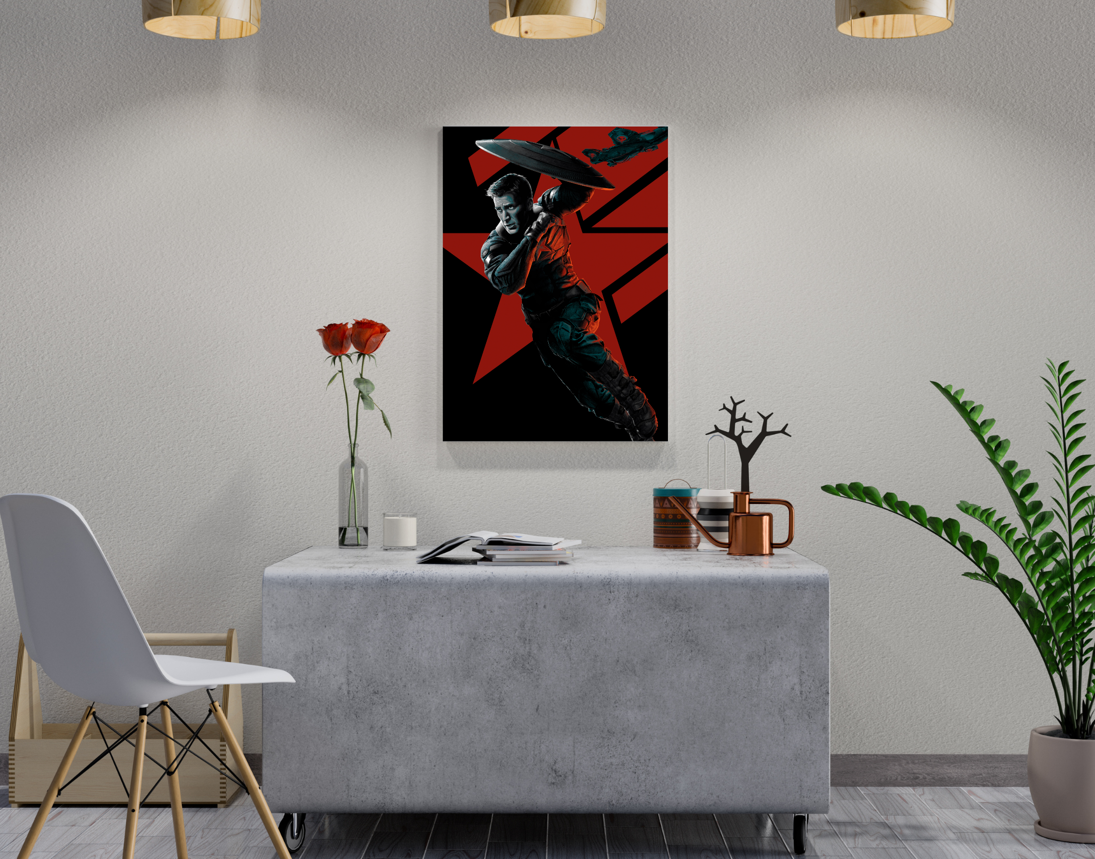 "CAPTAIN AMERICA: FAN DESIGN"- Shiny & Sturdy Metallic Poster Art That Pops & Sticks (Literally!)