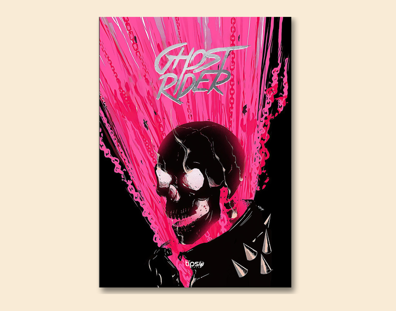 "GHOST RIDER - VINTAGE" -Shiny & Sturdy Metallic Poster Art That Pops & Sticks
