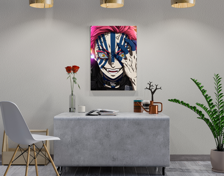 "AKAZA INTENSE DEMON" -Shiny & Sturdy Metallic Poster Art That Pops & Sticks