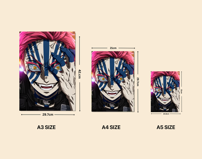 "AKAZA INTENSE DEMON" -Shiny & Sturdy Metallic Poster Art That Pops & Sticks