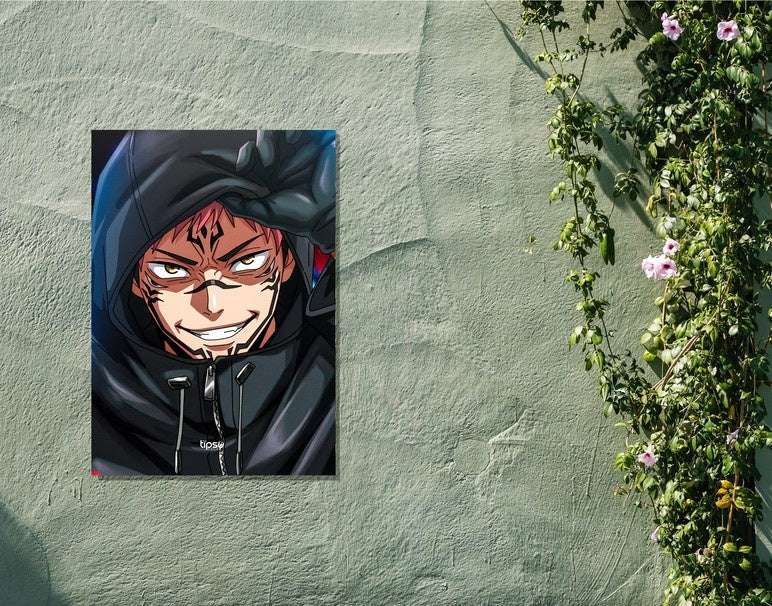 "SUKUNA HOODIE" -Shiny & Sturdy Metallic Poster Art That Pops & Sticks