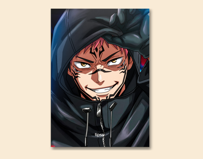 "SUKUNA HOODIE" -Shiny & Sturdy Metallic Poster Art That Pops & Sticks