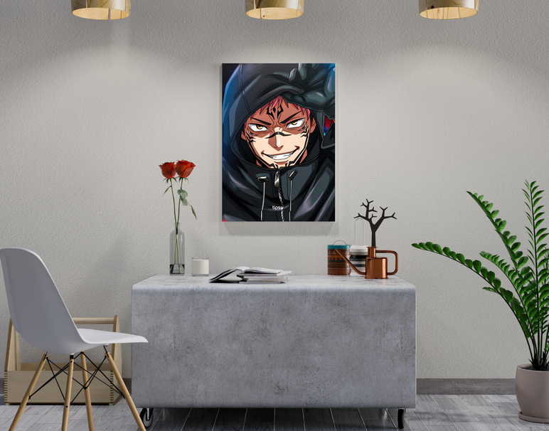 "SUKUNA HOODIE" -Shiny & Sturdy Metallic Poster Art That Pops & Sticks