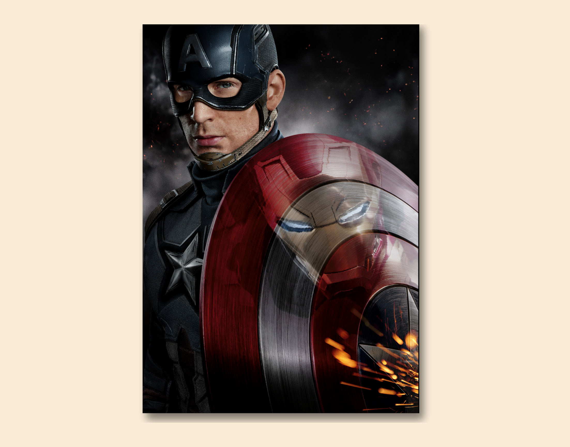 "CAPTAIN AMERICA VS IRON MAN: THE FIGHT"- Shiny & Sturdy Metallic Poster Art That Pops & Sticks (Literally!)