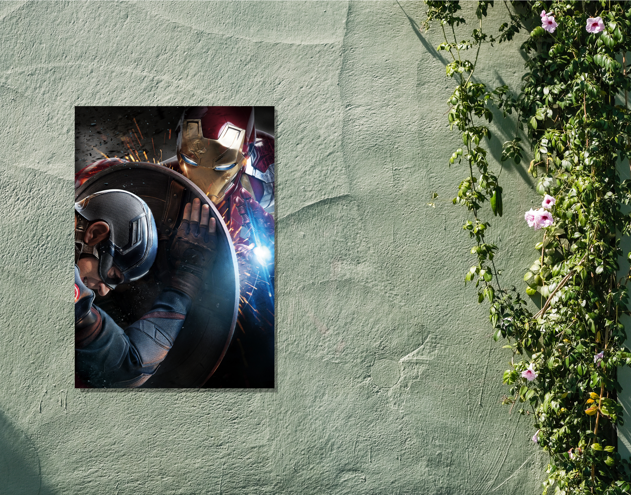 "CAPTAIN AMERICA VS IRON MAN: THE WAR"- Shiny & Sturdy Metallic Poster Art That Pops & Sticks (Literally!)
