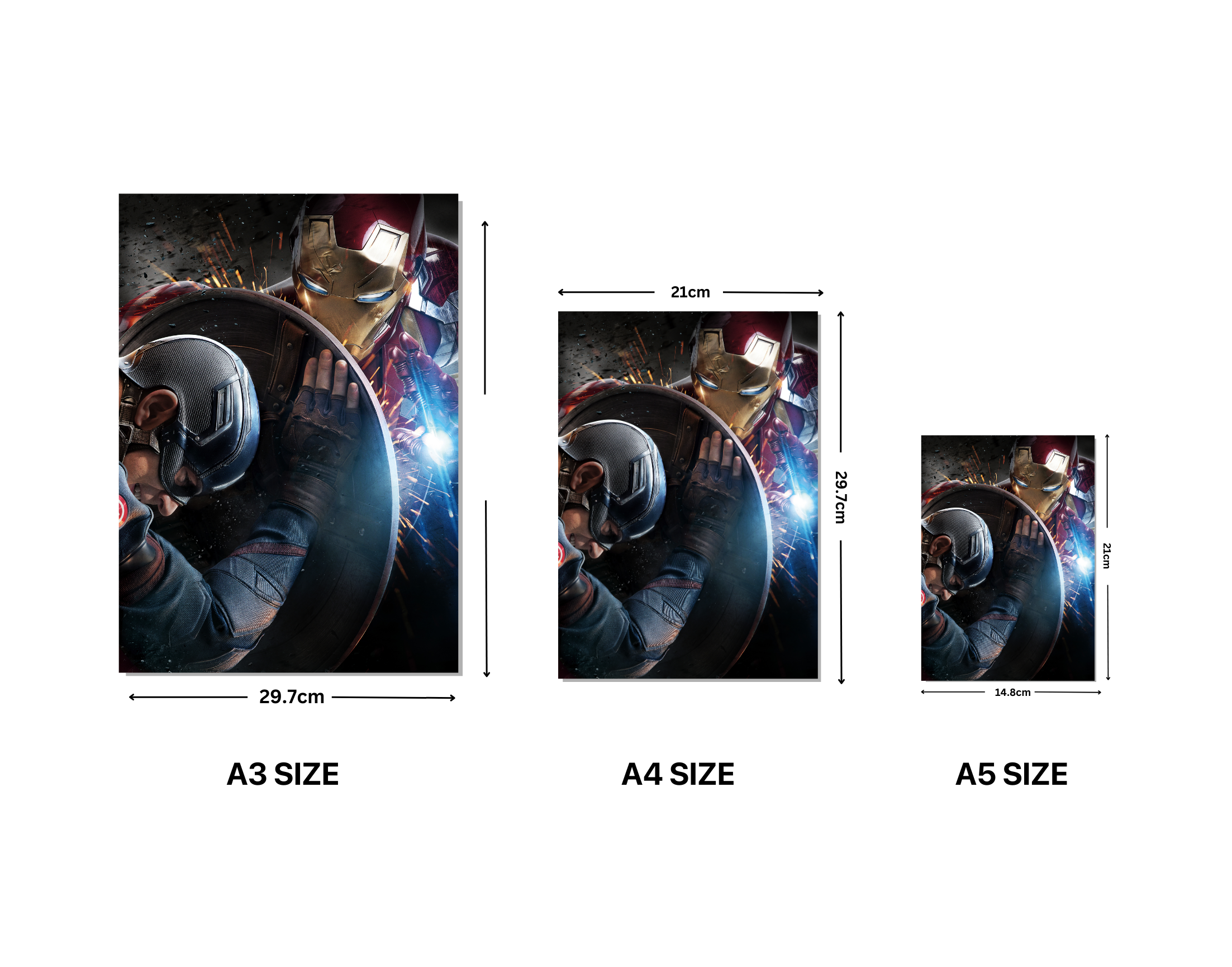 "CAPTAIN AMERICA VS IRON MAN: THE WAR"- Shiny & Sturdy Metallic Poster Art That Pops & Sticks (Literally!)