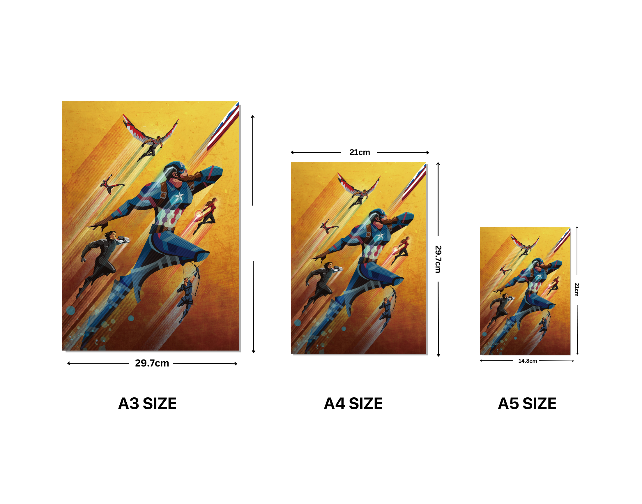 "AVENGERS TEAM: SKETCH DESIGN"- Shiny & Sturdy Metallic Poster Art That Pops & Sticks (Literally!)