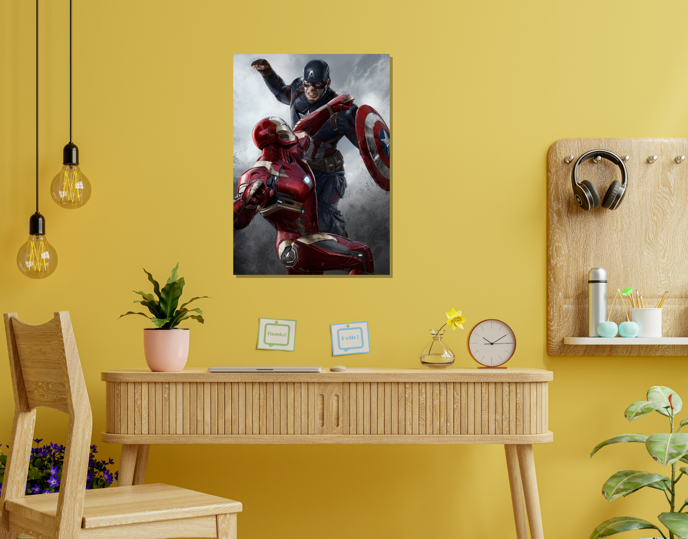 "CAPTAIN AMERICA vs IRON MAN: WILD FIGHT"- Shiny & Sturdy Metallic Poster Art That Pops & Sticks (Literally!)