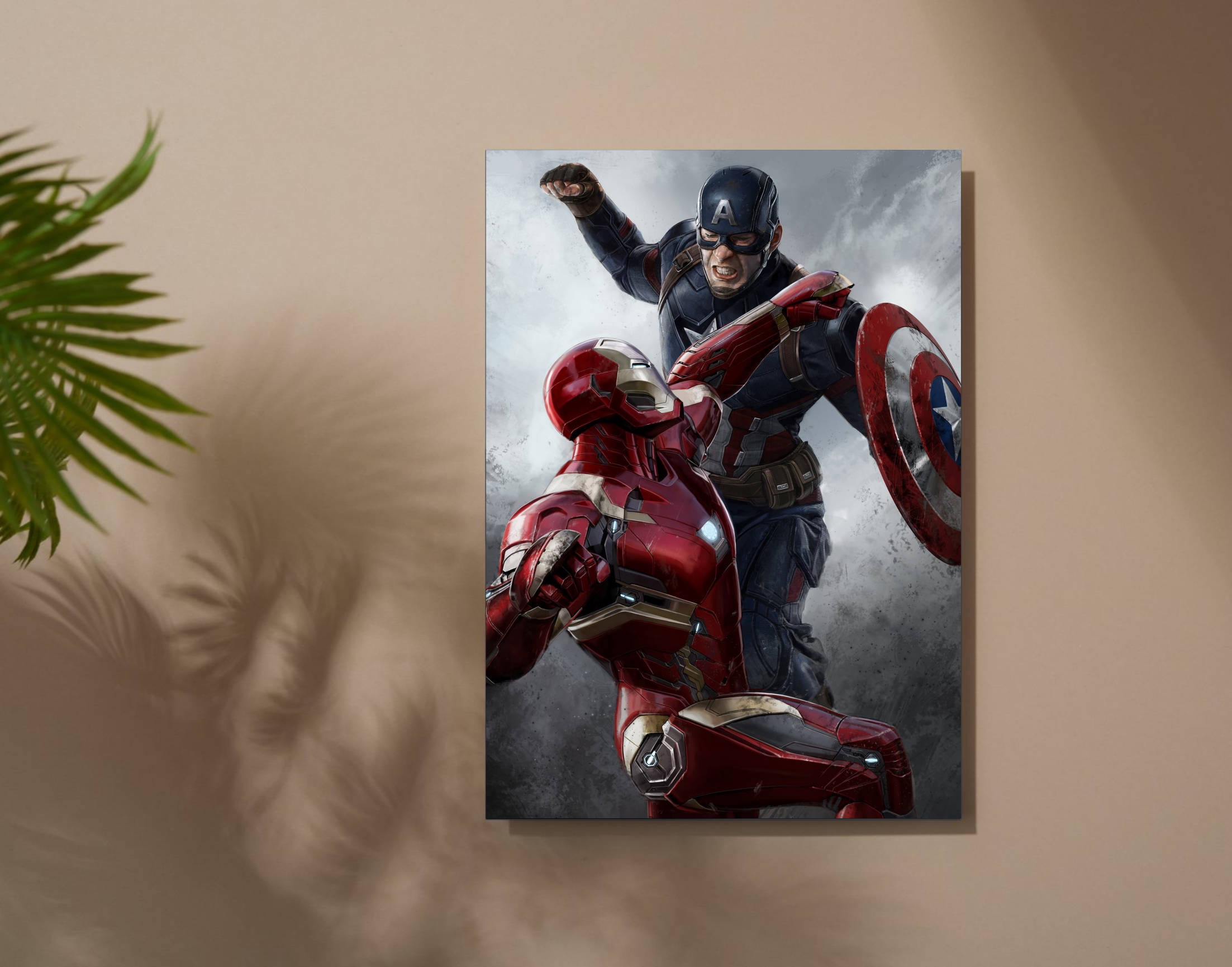 "CAPTAIN AMERICA vs IRON MAN: WILD FIGHT"- Shiny & Sturdy Metallic Poster Art That Pops & Sticks (Literally!)