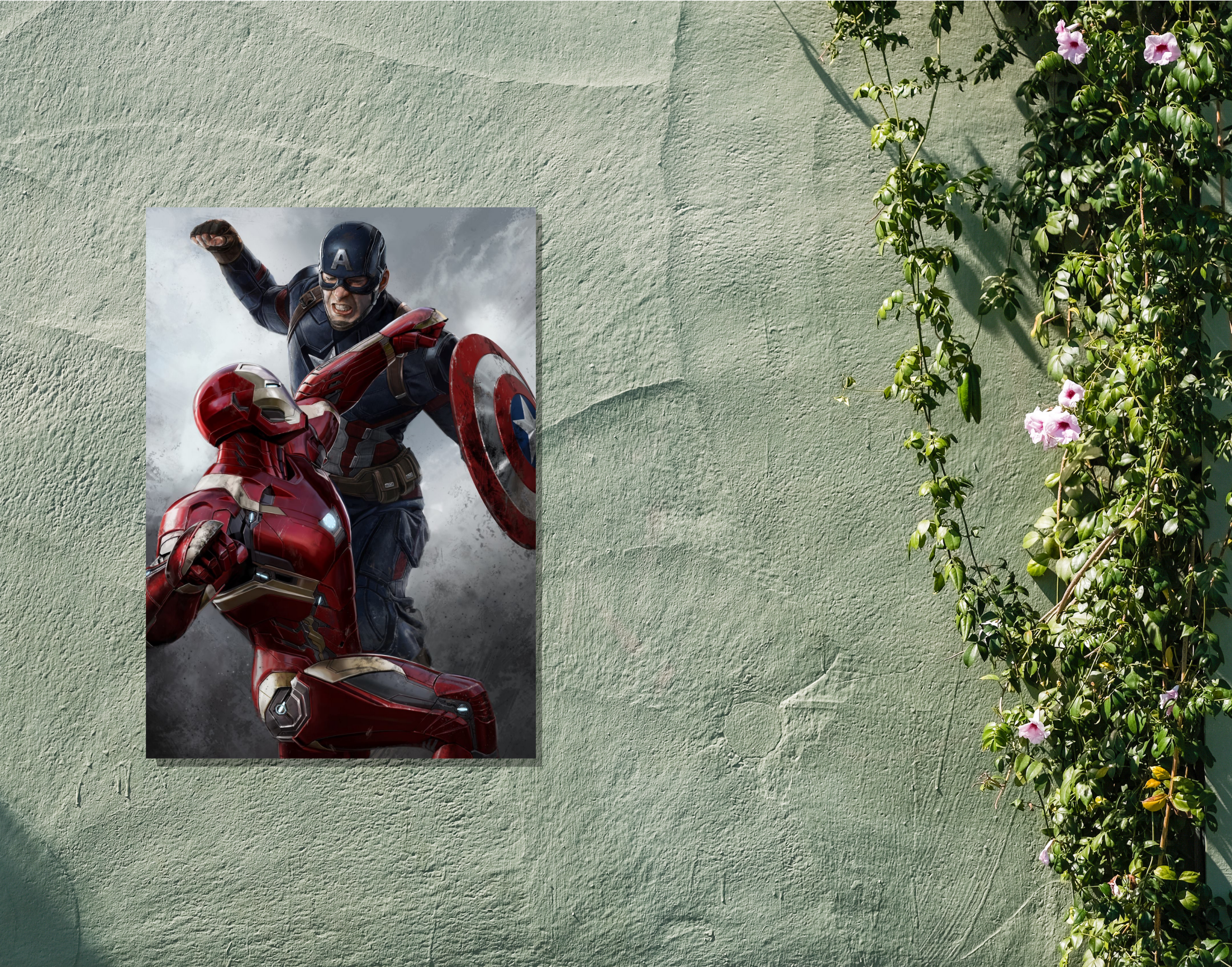"CAPTAIN AMERICA vs IRON MAN: WILD FIGHT"- Shiny & Sturdy Metallic Poster Art That Pops & Sticks (Literally!)