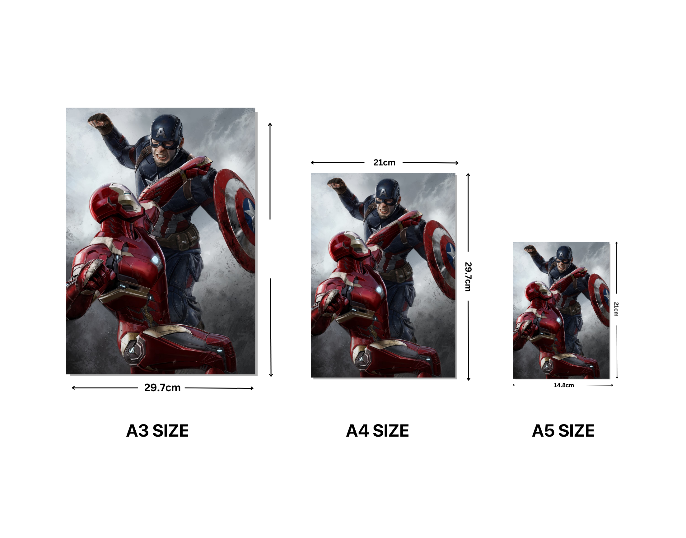 "CAPTAIN AMERICA vs IRON MAN: WILD FIGHT"- Shiny & Sturdy Metallic Poster Art That Pops & Sticks (Literally!)