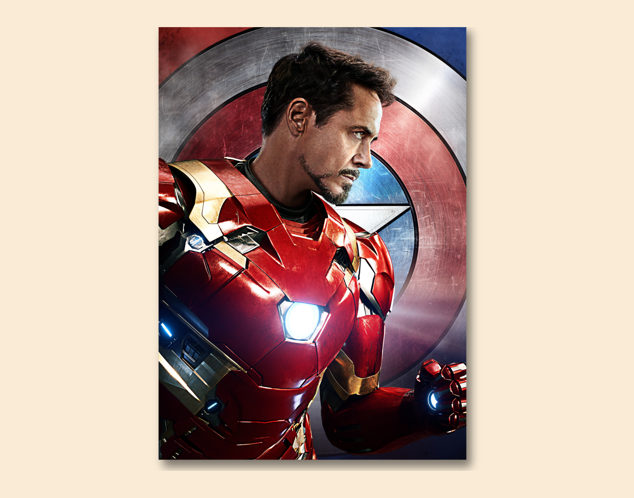 "IRON MAN vs CAPTAIN AMERICA: MARVEL"- Shiny & Sturdy Metallic Poster Art That Pops & Sticks (Literally!)