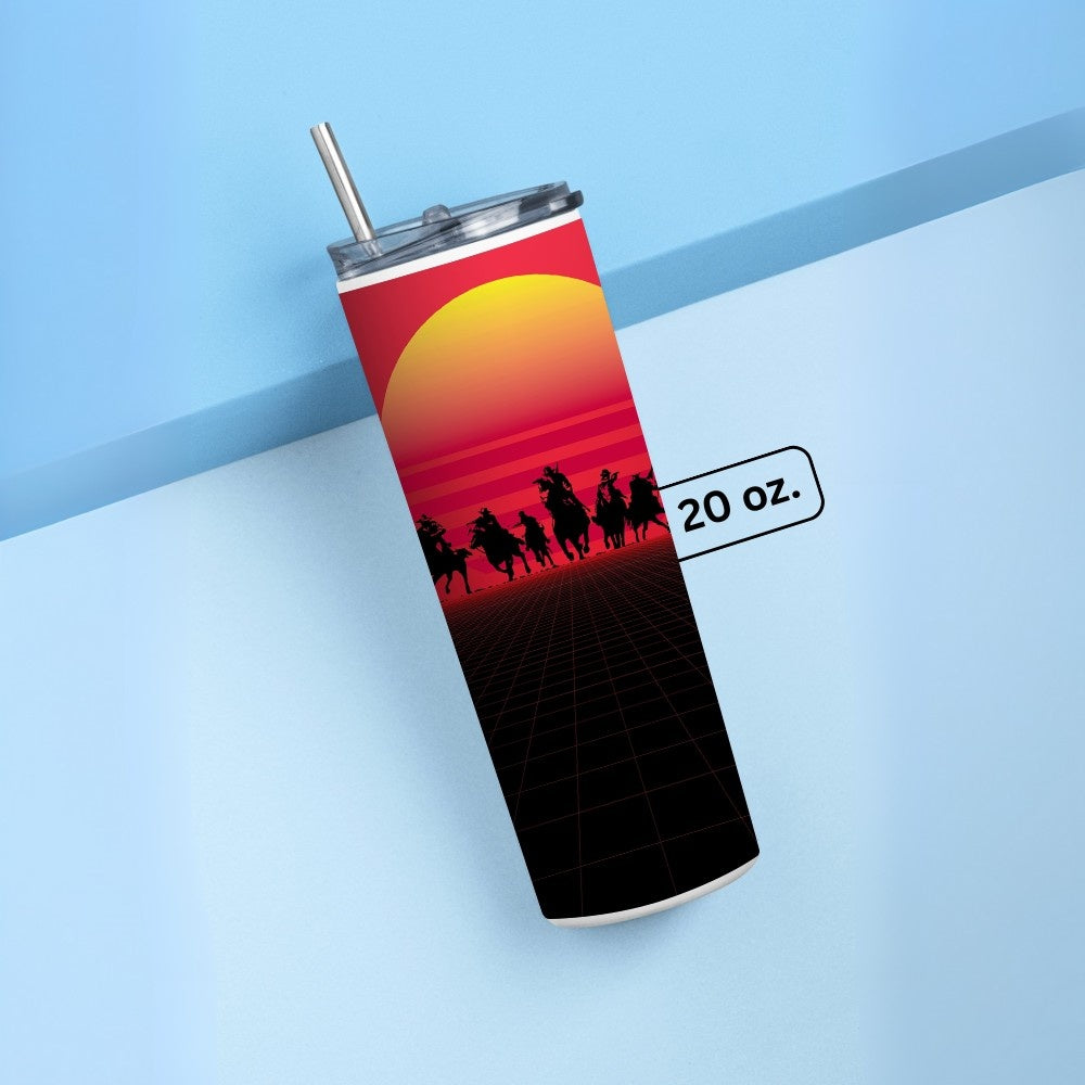 "Red Dead Redemption Synthwave" Tumbler with Metal Straw