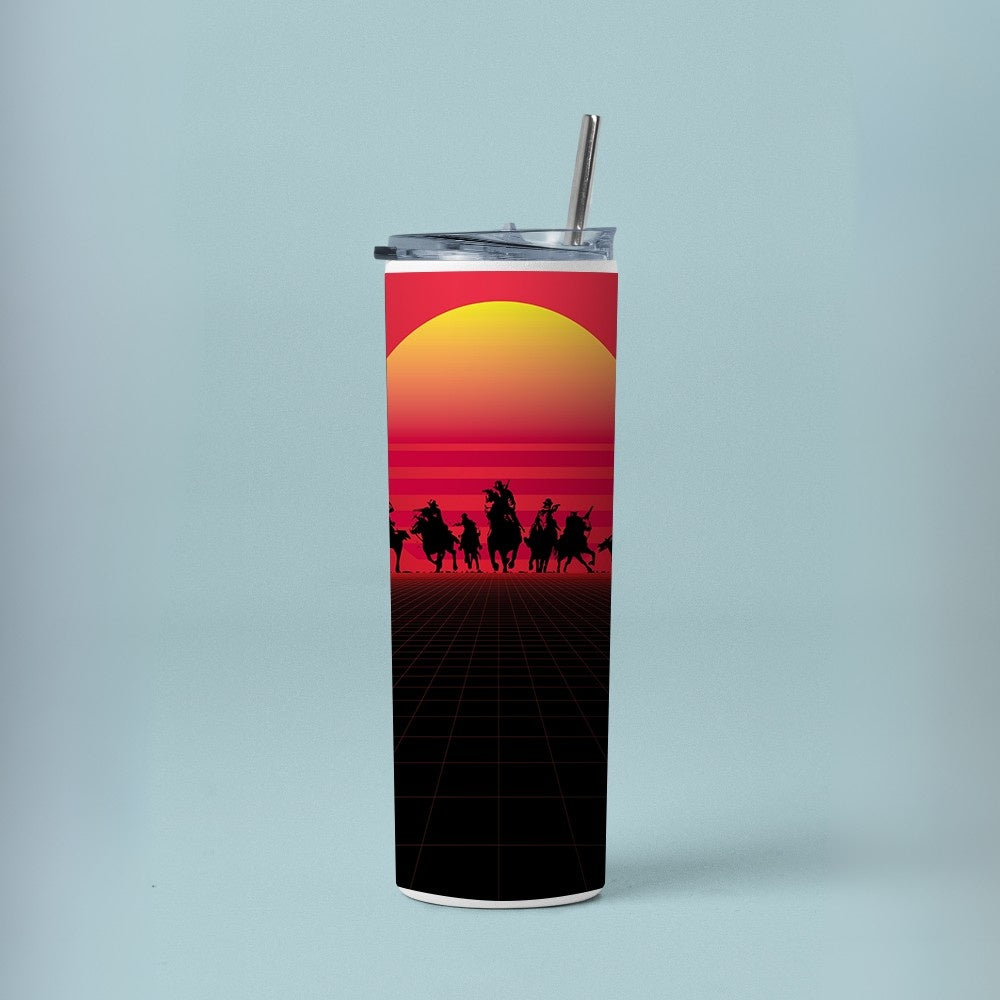 "Red Dead Redemption Synthwave" Tumbler with Metal Straw
