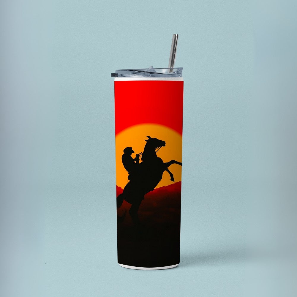 "Cowboy Silhouette" Tumbler with Metal Straw