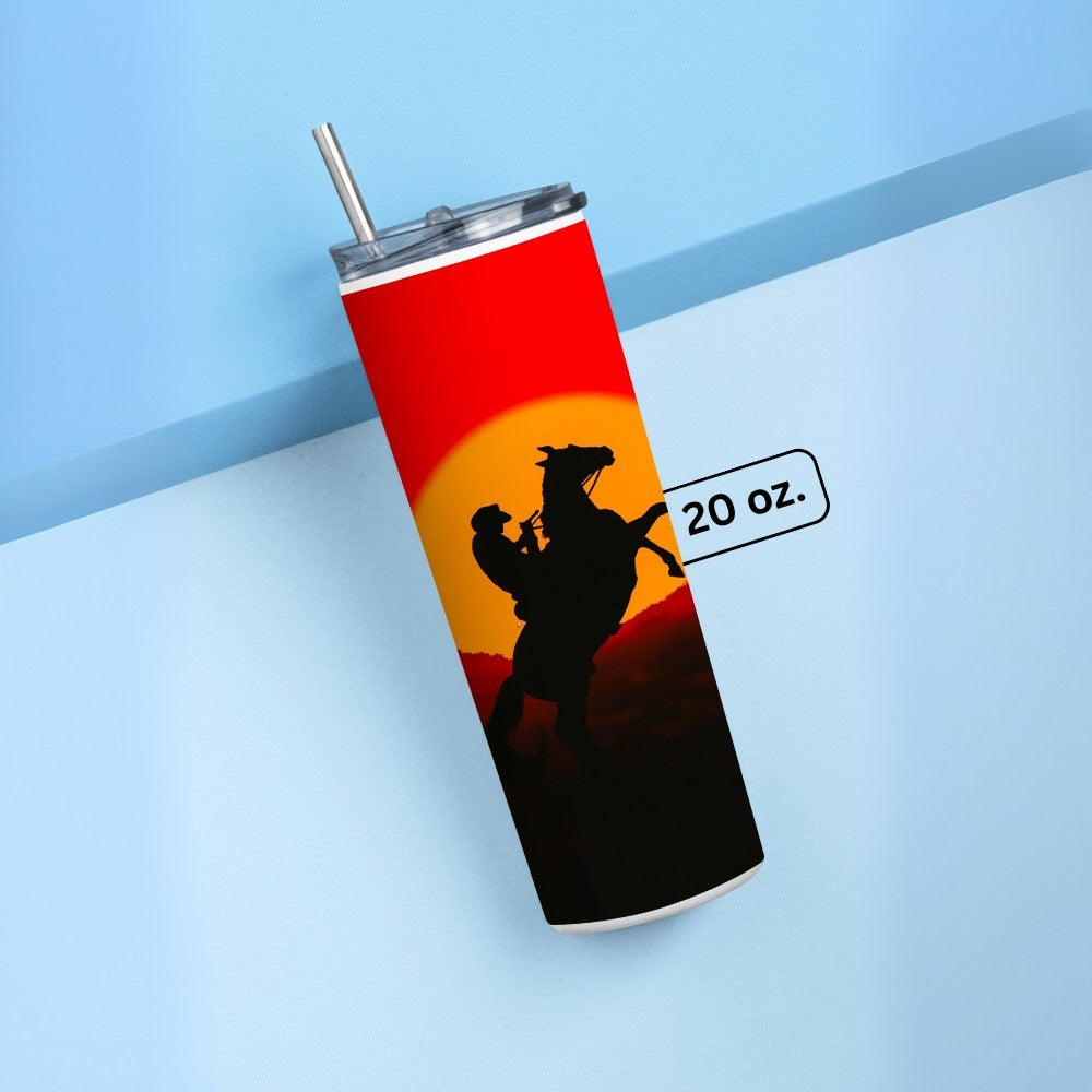 "Cowboy Silhouette" Tumbler with Metal Straw