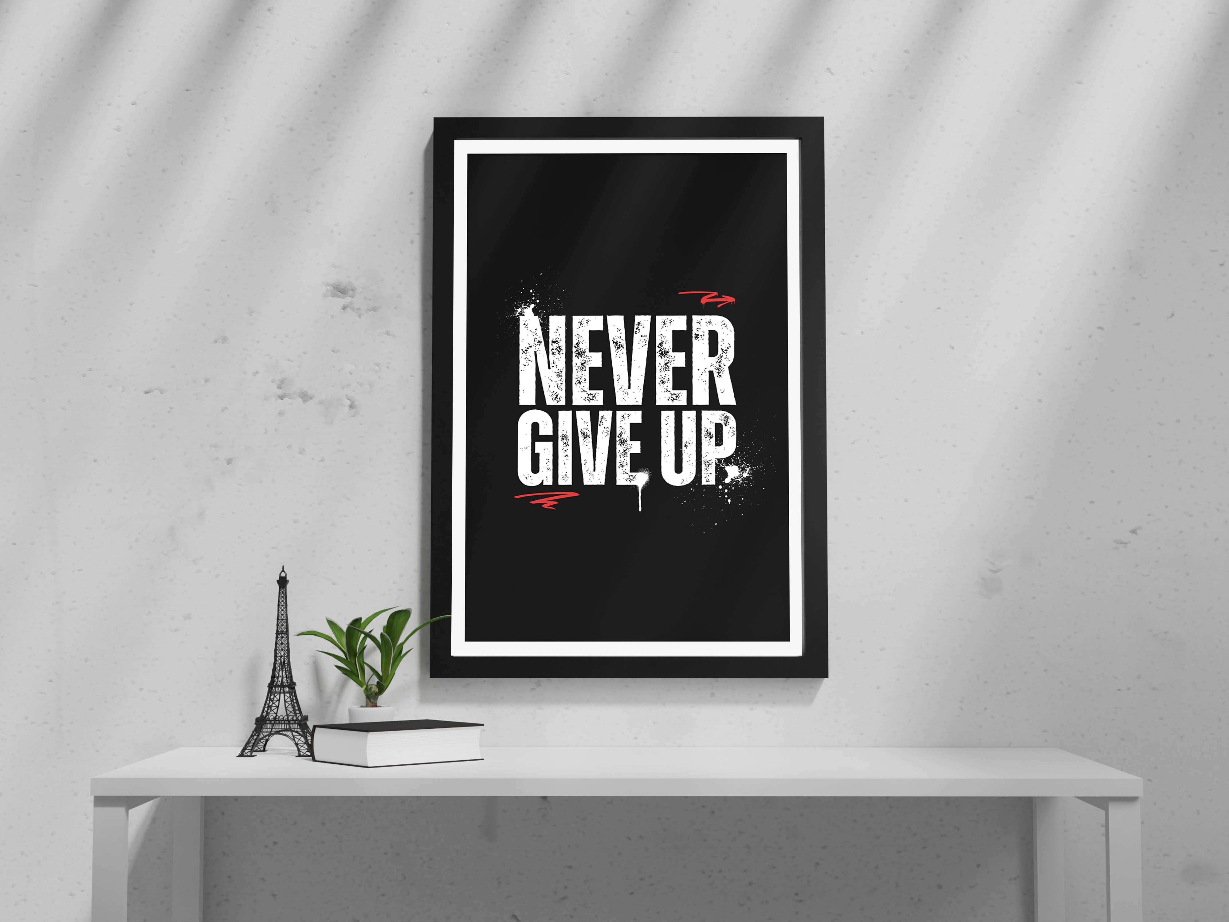"NEVER GIVE UP: SPLASH MOTIVATION" Poster: Add a Touch of Personality to Your Space