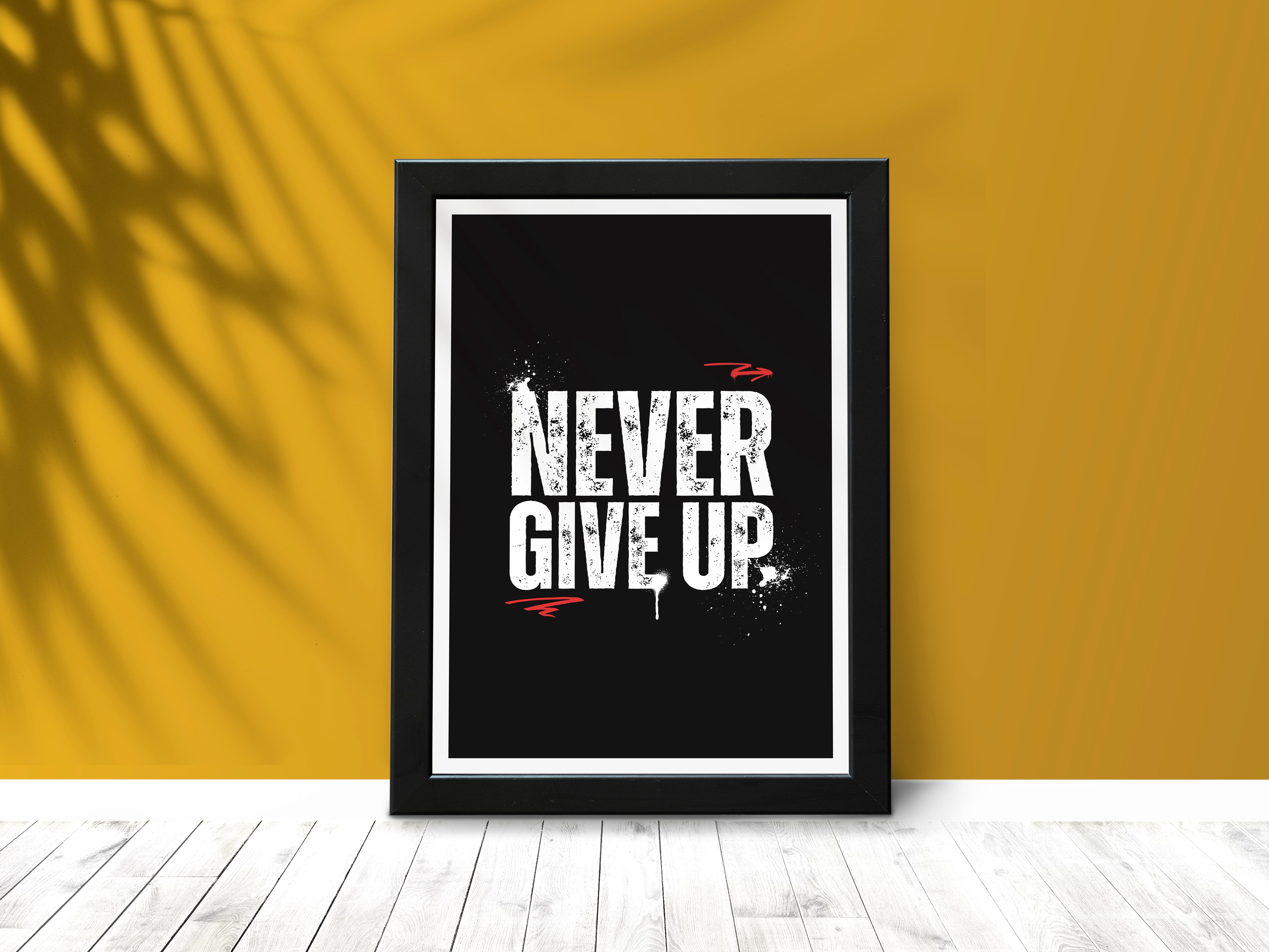 "NEVER GIVE UP: SPLASH MOTIVATION" Poster: Add a Touch of Personality to Your Space