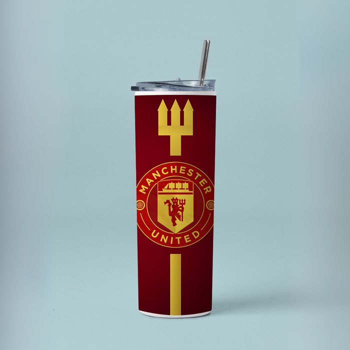 "MANCHESTER UNITED CREST" Tumbler with Metal Straw