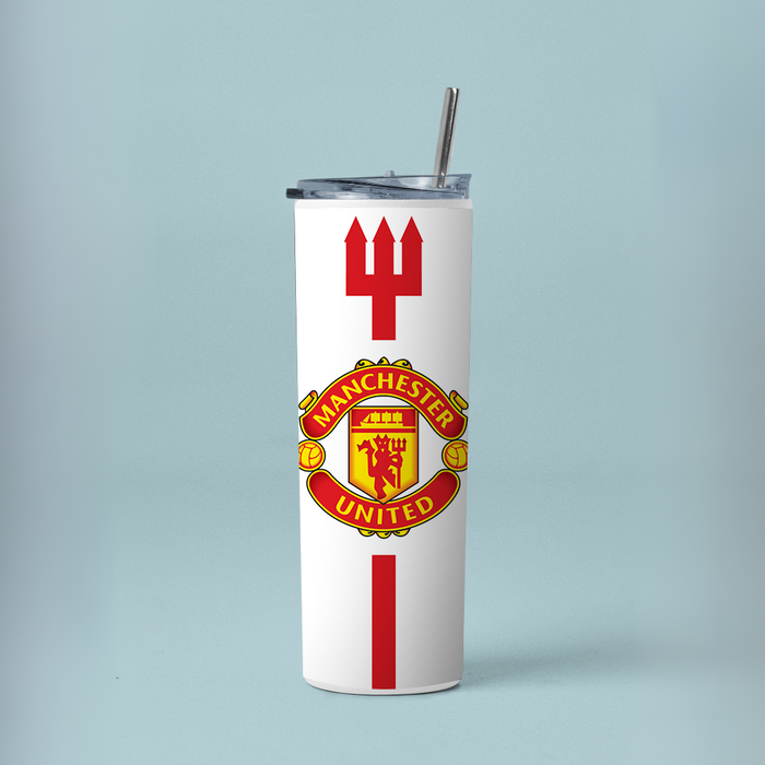 "MANCHESTER UNITED BADGE" Tumbler with Metal Straw