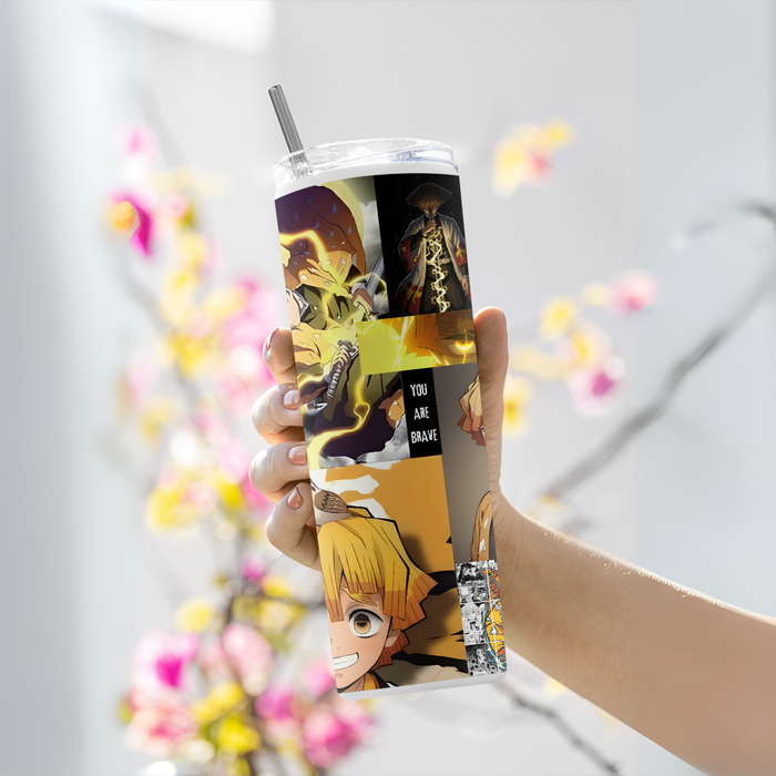 "ZENITSU - DEMON SLAYER" Tumbler with Metal Straw