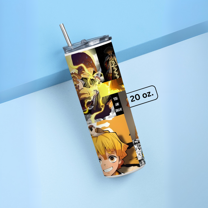 "ZENITSU - DEMON SLAYER" Tumbler with Metal Straw