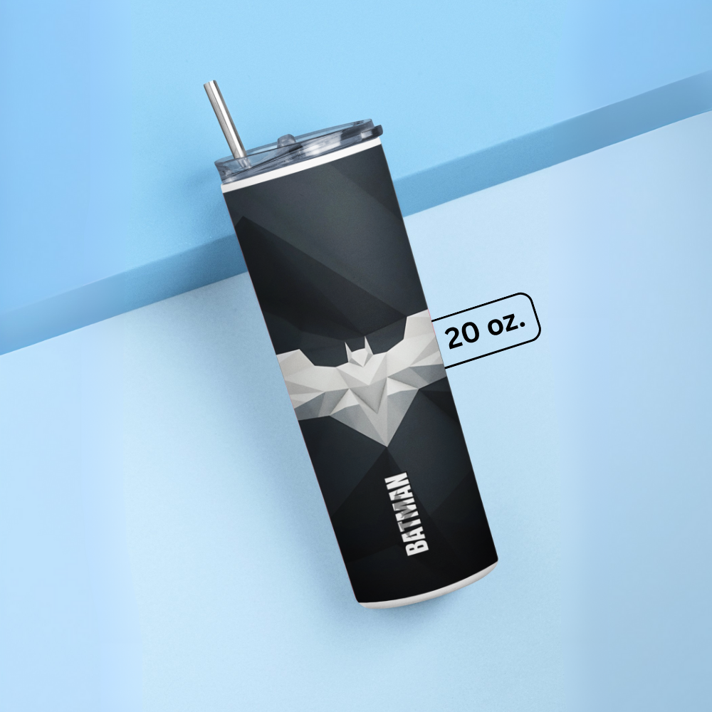 "Batman Print" Tumbler with Metal Straw