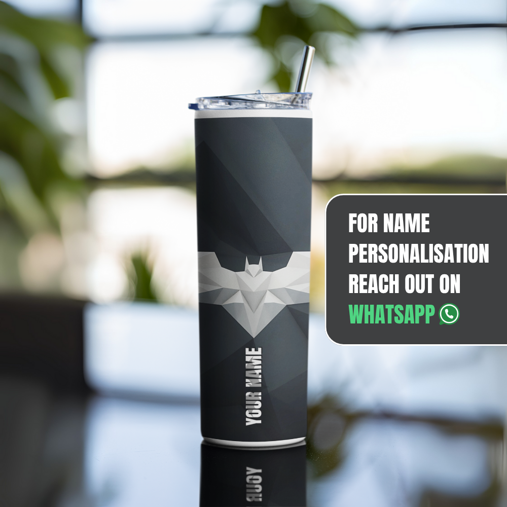 "Batman Print" Tumbler with Metal Straw