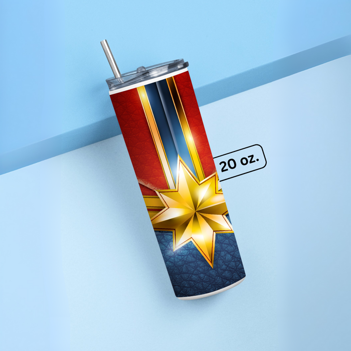 "CAPTAIN MARVEL SUIT" Tumbler with Metal Straw